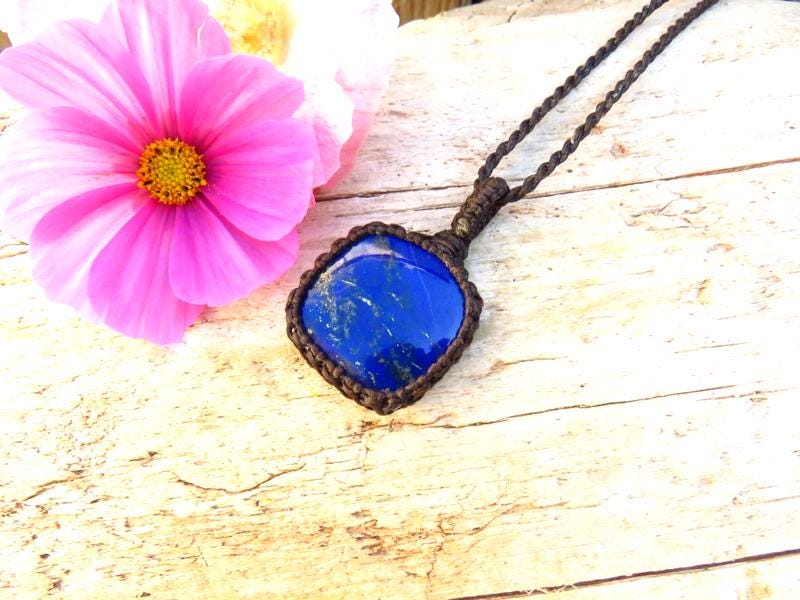 Lapis Lazulli gemstone necklace, macrame necklace, best friend gift idea, gift ideas for the boho beauty, for the Libra, friendship gift