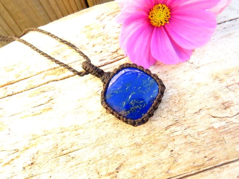 Lapis Lazulli gemstone necklace, macrame necklace, best friend gift idea, gift ideas for the boho beauty, for the Libra, friendship gift