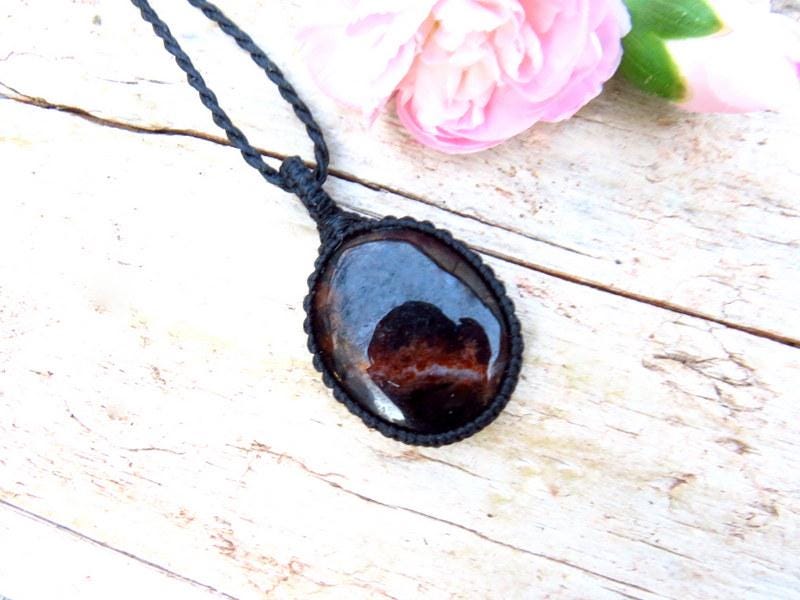 Chirstmas gift idea, Garnet macrame necklace, January Birthstone, birthstone jewelry, for dad