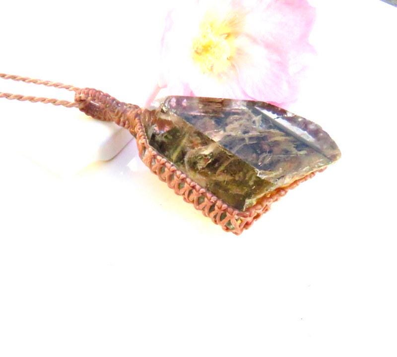 Shamanic Dream Quartz crystal necklace, lodolite jewelry