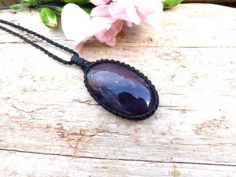 Purple Chalcedony necklace, unique gemstone jewelry, christmas gift, valentines day self gifting