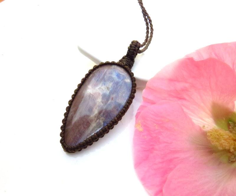 Sunstone Moonstone macrame necklace, gift ideas for her, gemstone necklace, boho beauty