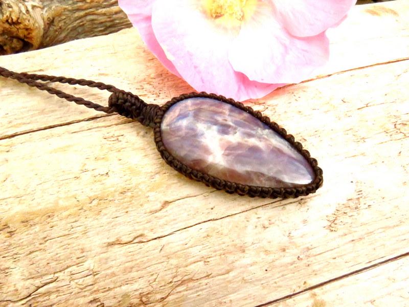 Sunstone Moonstone macrame necklace, gift ideas for her, gemstone necklace, boho beauty