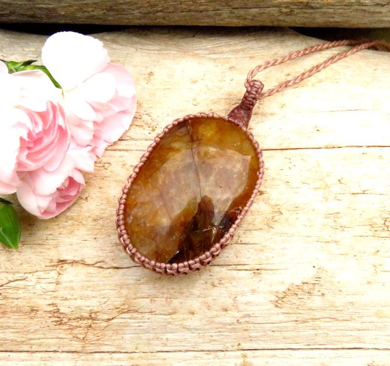 Golden Healer Quartz Necklace, healing crystal gift