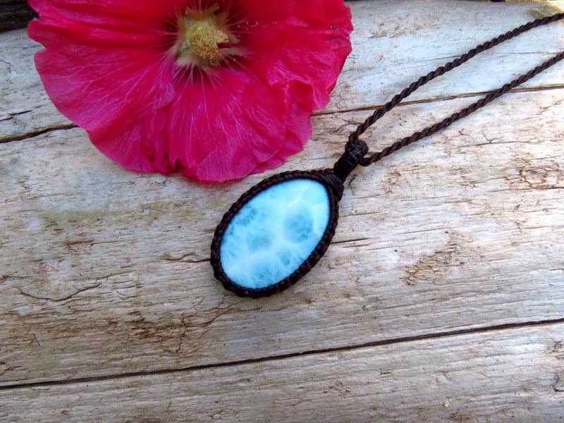 Blue Larimar gemstone necklace, gift ideas for the boho beauty, the coastal grandma, the surfer, summer jewelry