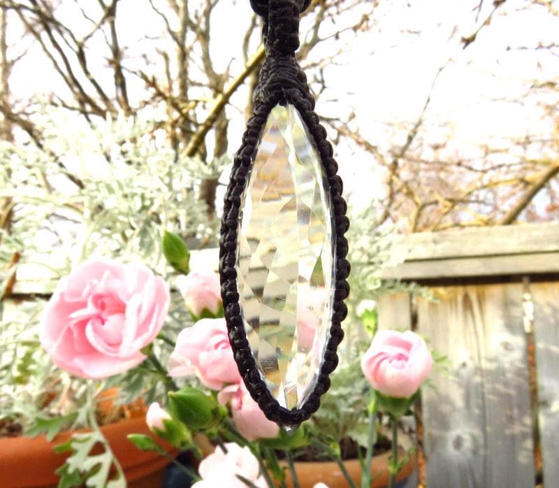 Faceted Quartz macrame necklace, christmas gift ideas for her, the crystal collector, zen seeker, girlfriend gift