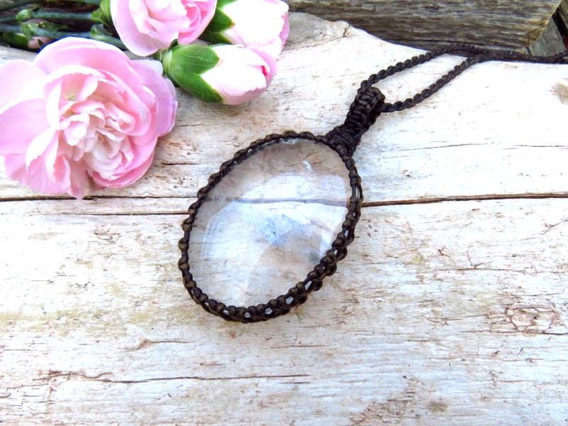 Quartz crystal macrame necklace, jewelry gift ideas for the boho beauty, crystal collector, the aries