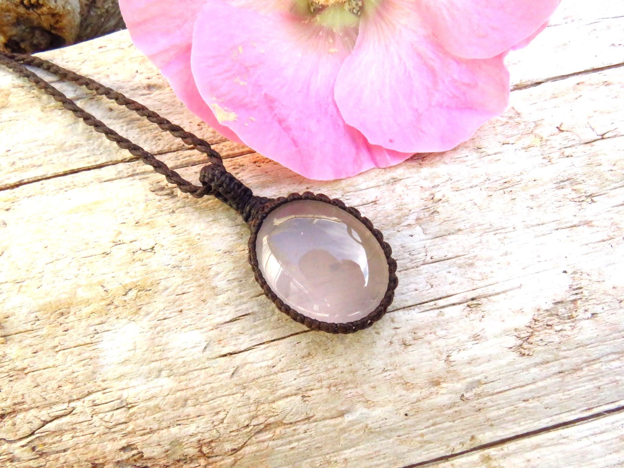 Pendant Necklaces, Rose Quartz macrame necklace