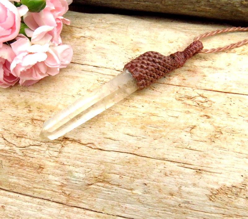 Lemurian Quartz crystal necklace, Empath crystals