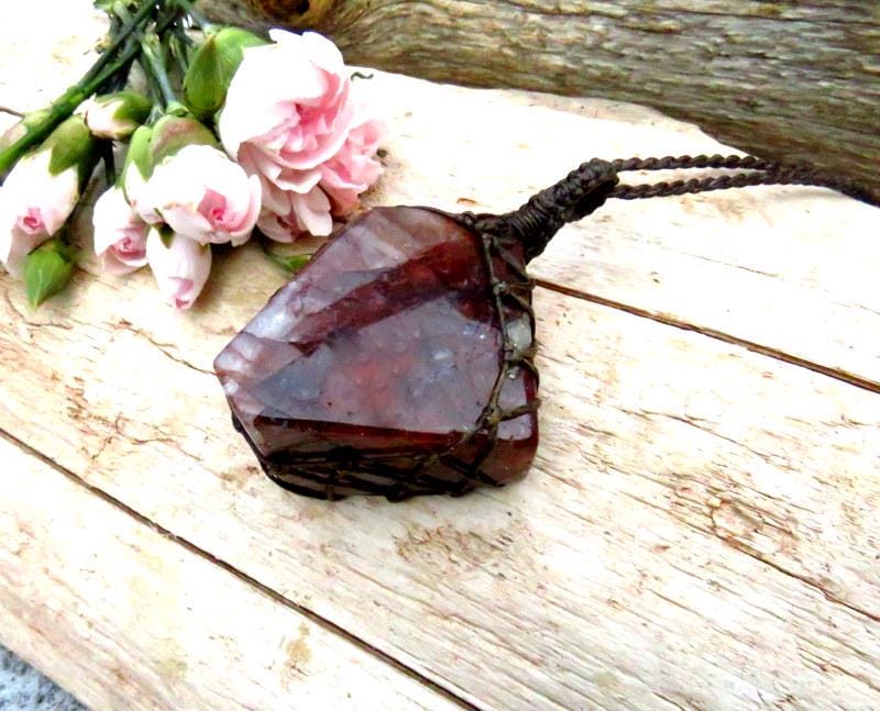 Red Hematoid Quartz necklace, gemstone pendant