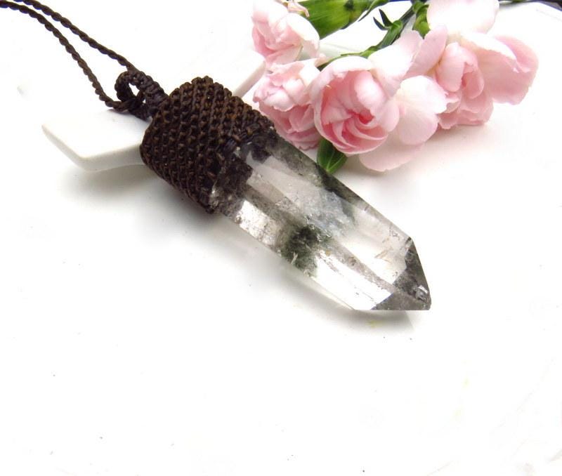 Christmas gift ideas, Lodolite crystal point necklace