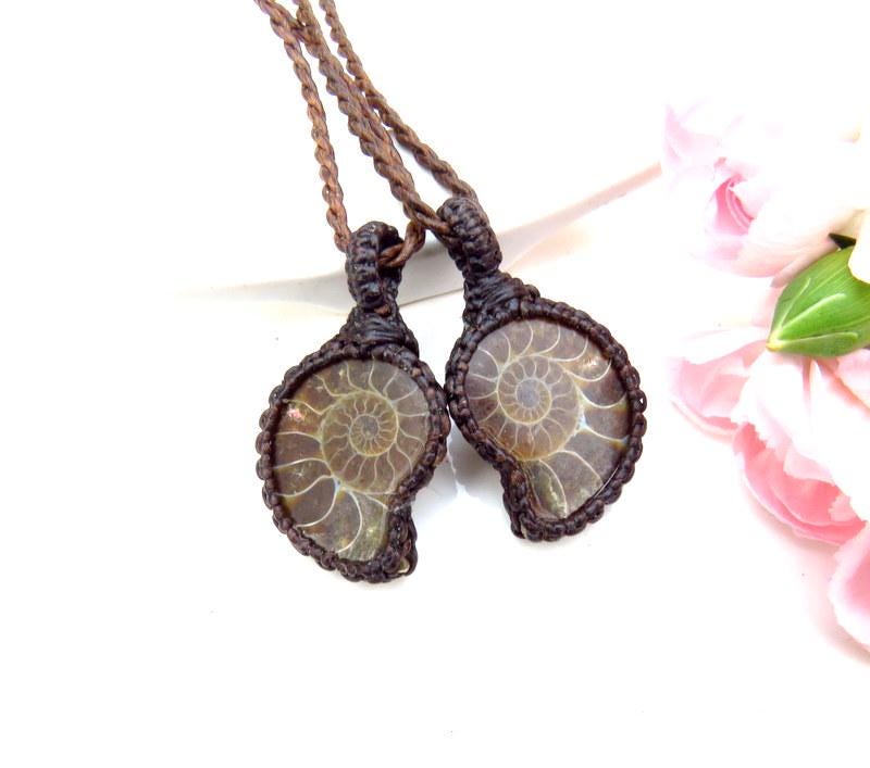 Ammonite necklace set, fossil pendant, soulmate gifting, bestfriend, for dad