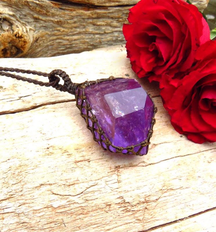 Freeform Amethyst crystal necklace, February Birthstone