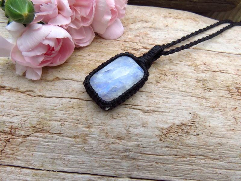 For the Boho Beauty, Moonstone macrame necklace, crystal jewelry, mothers day gift ideas, gemstone jewelry