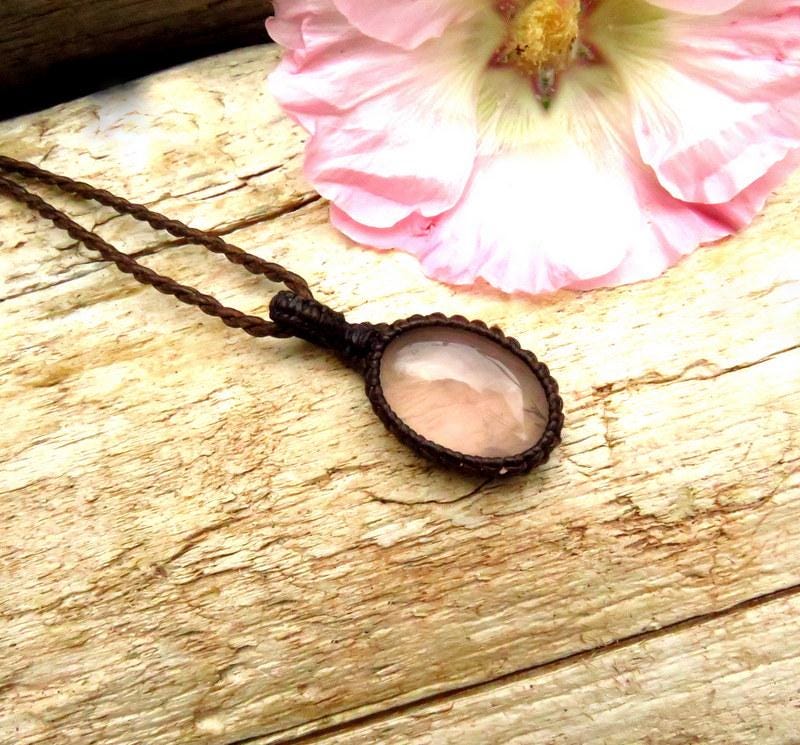 Valentines Day gift ideas, Rose Quartz Necklace