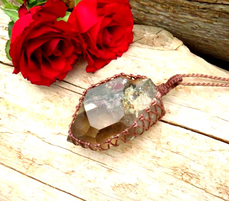 Shamanic Dream Quartz necklace, gemstone jewelry, garden quartz, lodolite quartz, gift ideas for the crystal lover