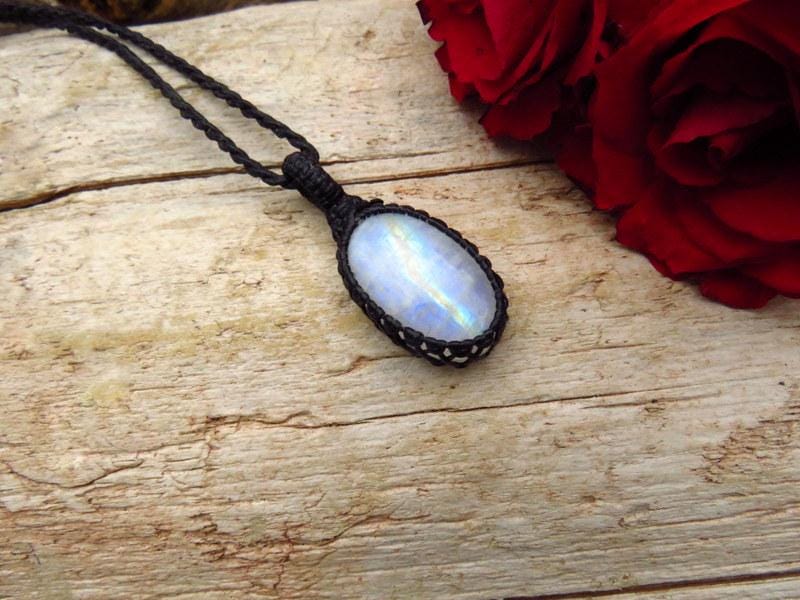 Rainbow moonstone necklace, christmas gift ideas