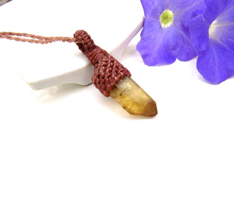 Natural Zambian Citrine crystal necklace, november birthstone