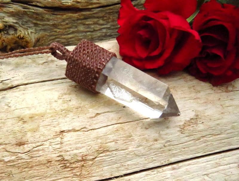 Macrame Jewelry, Quartz crystal point necklace, gift ideas for the boho beauty, gemstone lover, valentines day