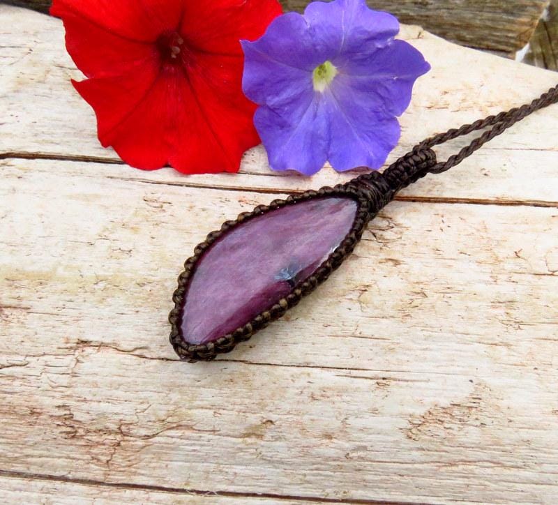 Ruby macrame gemstone necklace, for Leo