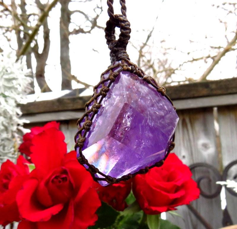 Freeform Amethyst crystal necklace, February Birthstone