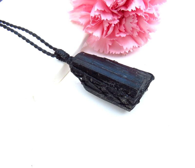 Black Tourmaline Crystal necklace, tourmaline pendant, gothic gifts, for the zen seeker
