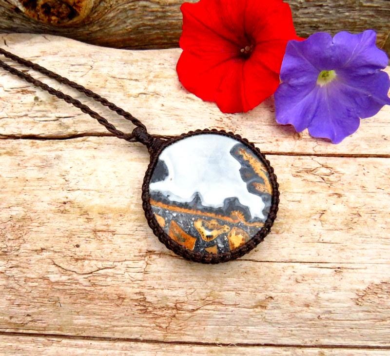 Maligano Jasper macrame necklace, gift ideas for the rock collector, valentines day