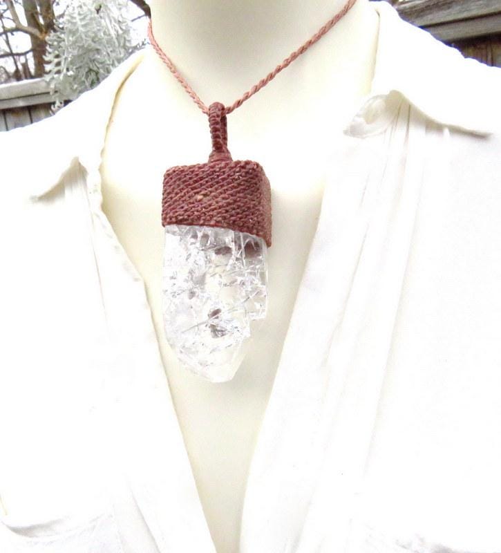 Valentines Day gift ideas for her, Fire and Ice quartz crystal necklace
