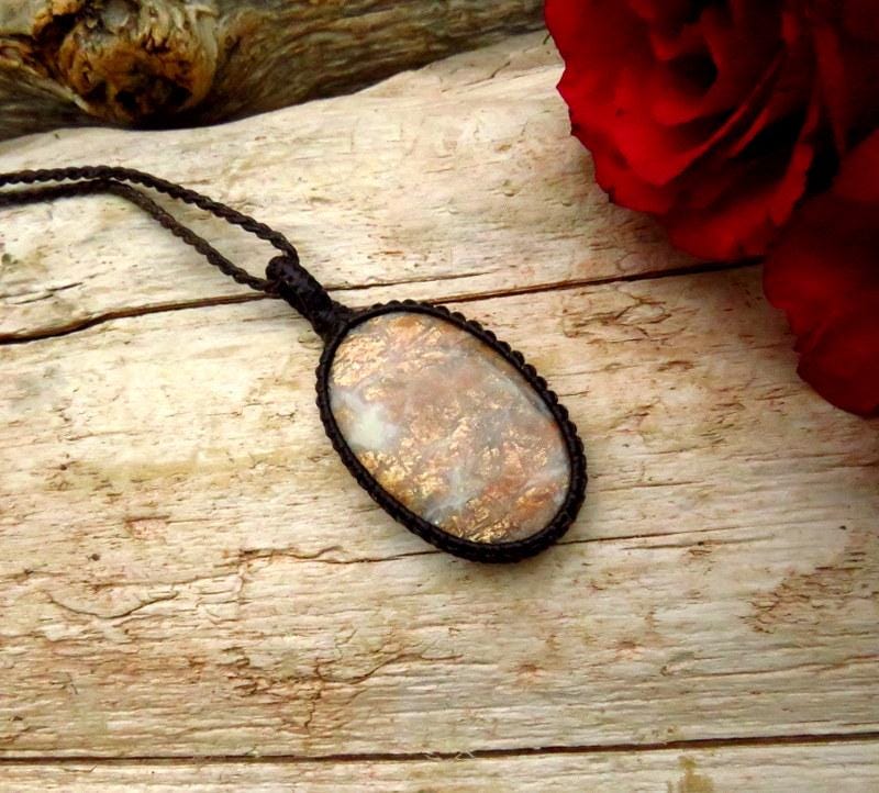 Sunstone macrame necklace, sunstone necklace
