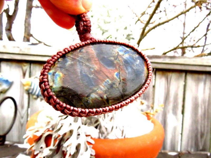 Rainbow Labradorite necklace, macrame jewelry