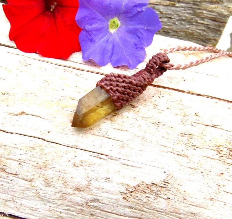Natural Zambian Citrine crystal necklace, november birthstone