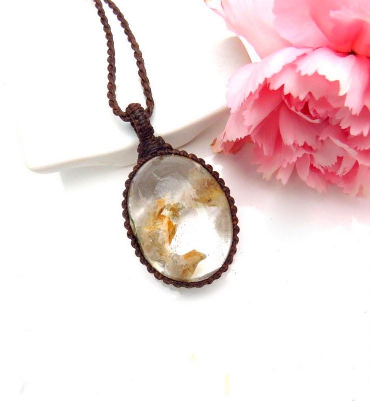 Garden Quartz macrame necklace, Gift for the Zen Seeker, the mom, the boho beauty, the flower child, the nature lover,