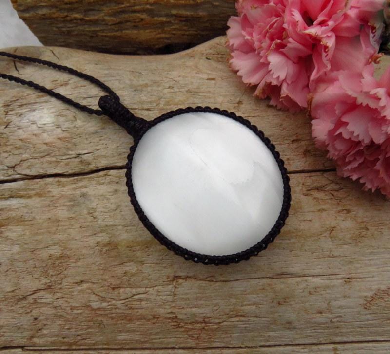 Selenite crystal necklace, gemstone jewelry