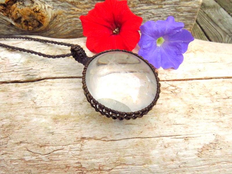 Quartz crystal necklace, macrame necklace, macrame jewelry, gift ideas for the boho beauty, crystal jewelry, crystal collector, the aries