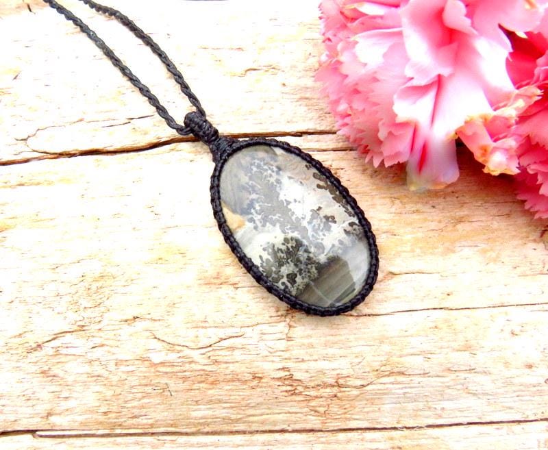 Cotham Marble gemstone necklace, landscape jasper, unique stones, soothing gray, gift ideas for the rock collector, mothers day