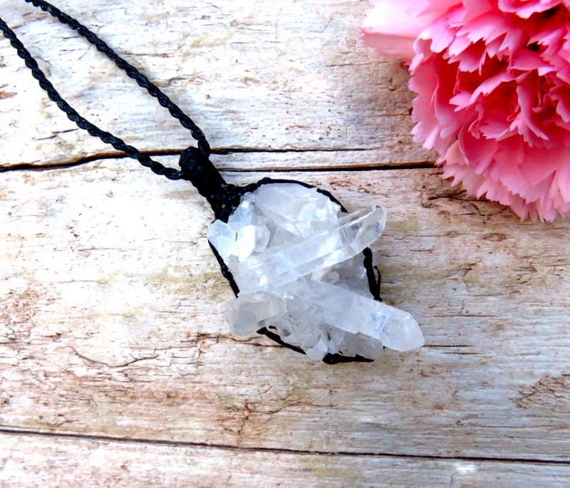 Arkansas Quartz crystal necklace, crystal healing pendant