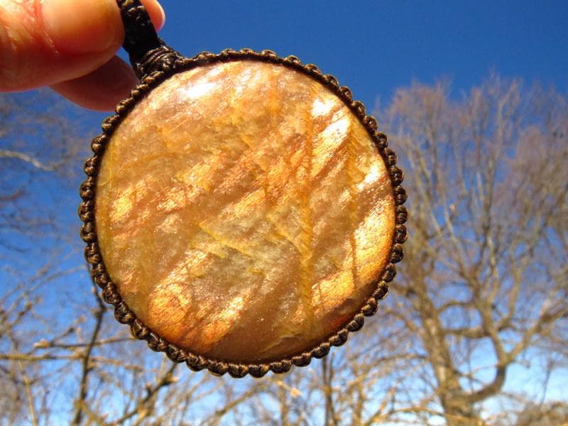 Sunstone necklace, macrame necklace, gift ideas for the supernaturalist, Libra crystals, summer necklace, mothers day