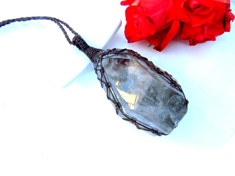 Shamanic Dream Quartz crystal necklace, gemstone necklace, garden quartz jewelry, lodolite quartz, gift ideas for the crystal lover