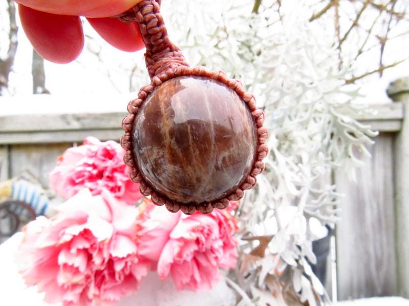 Peach Moonstone sphere necklace, libra gifts
