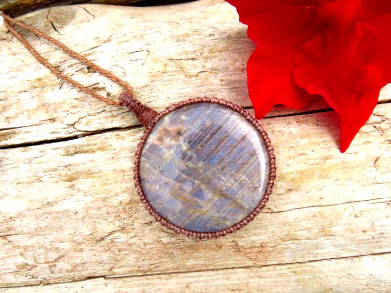 Belomorite and Sunstone macrame necklace, blue moonstone, gemstone jewelry, gift ideas for the boho beauty