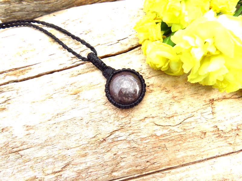 Chatoyant Ruby macrame necklace, gift ideas for Leo, zodiac Cancer, july birthstone jewelry