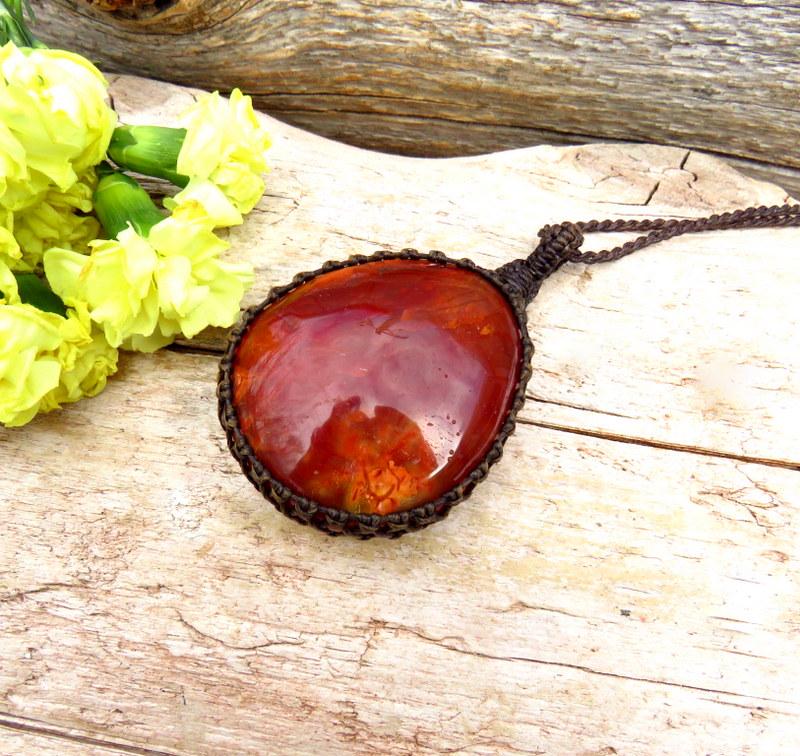 Carnelian Gemstone necklace, Chakra pendant
