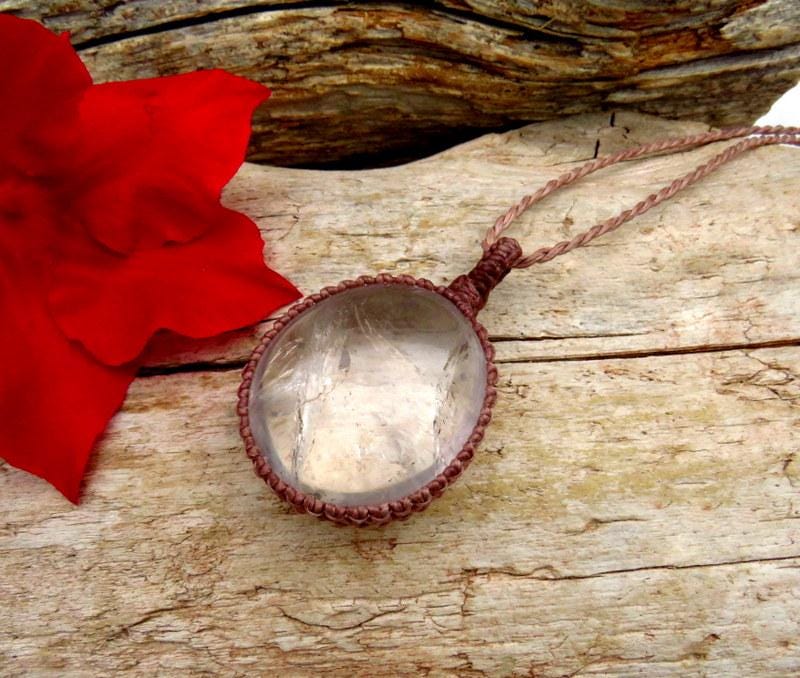 Quartz crystal necklace, macrame necklace, macrame jewelry, gift ideas for the boho beauty, crystal jewelry, crystal collector, the aries