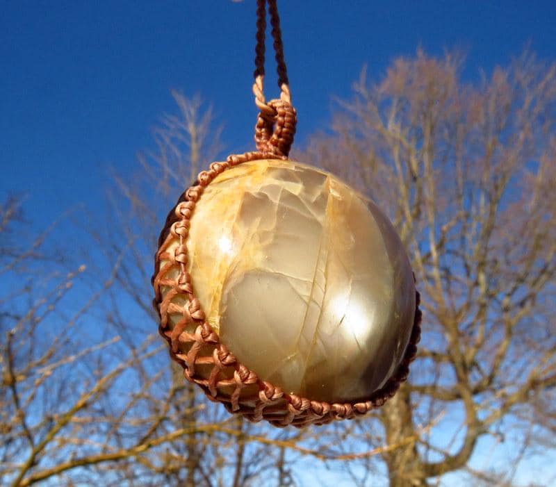 Peach Gray Moonstone gemtsone necklace, statement necklace, macrame jewelry, gift ideas for the crystal collector
