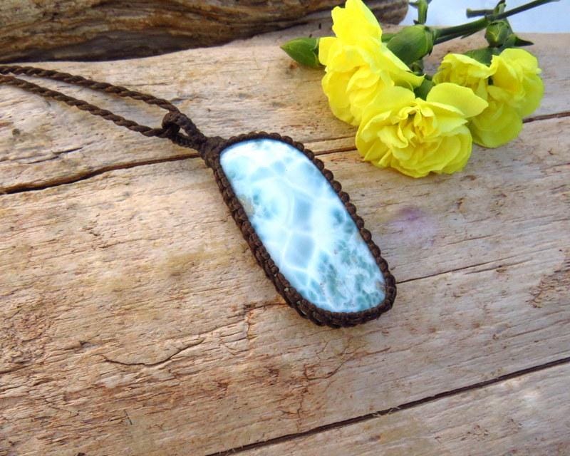 Larimar gemstone necklace, serenity crystal, mothers day gift, ocean lover, the surfer
