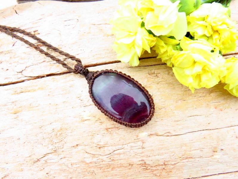 Rainbow Flourite macrame necklace, gift ideas for the mom, the yogi, the crystal collector, gemstone necklace