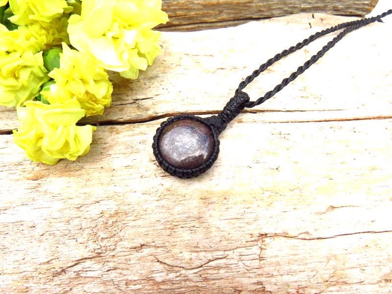 Chatoyant Ruby macrame necklace, gift ideas for Leo, zodiac Cancer, july birthstone jewelry