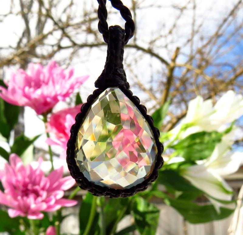 Faceted Lemon Quartz crystal healing gemstone necklace, macrame jewelry, minimalist jewelry, mothers day