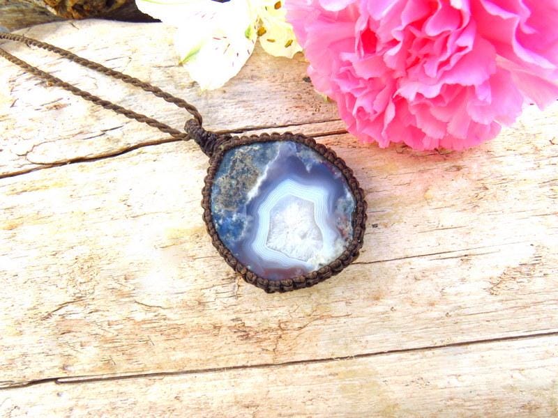 Plume Agate macrame necklace, gemstone jewelry, macrame pendant, earth aura creations, mothers day gift ideas