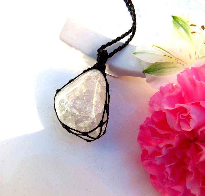 Fire and Ice Quartz necklace, gemstone pendant, gift ideas for the zen seeker, mothers day gift